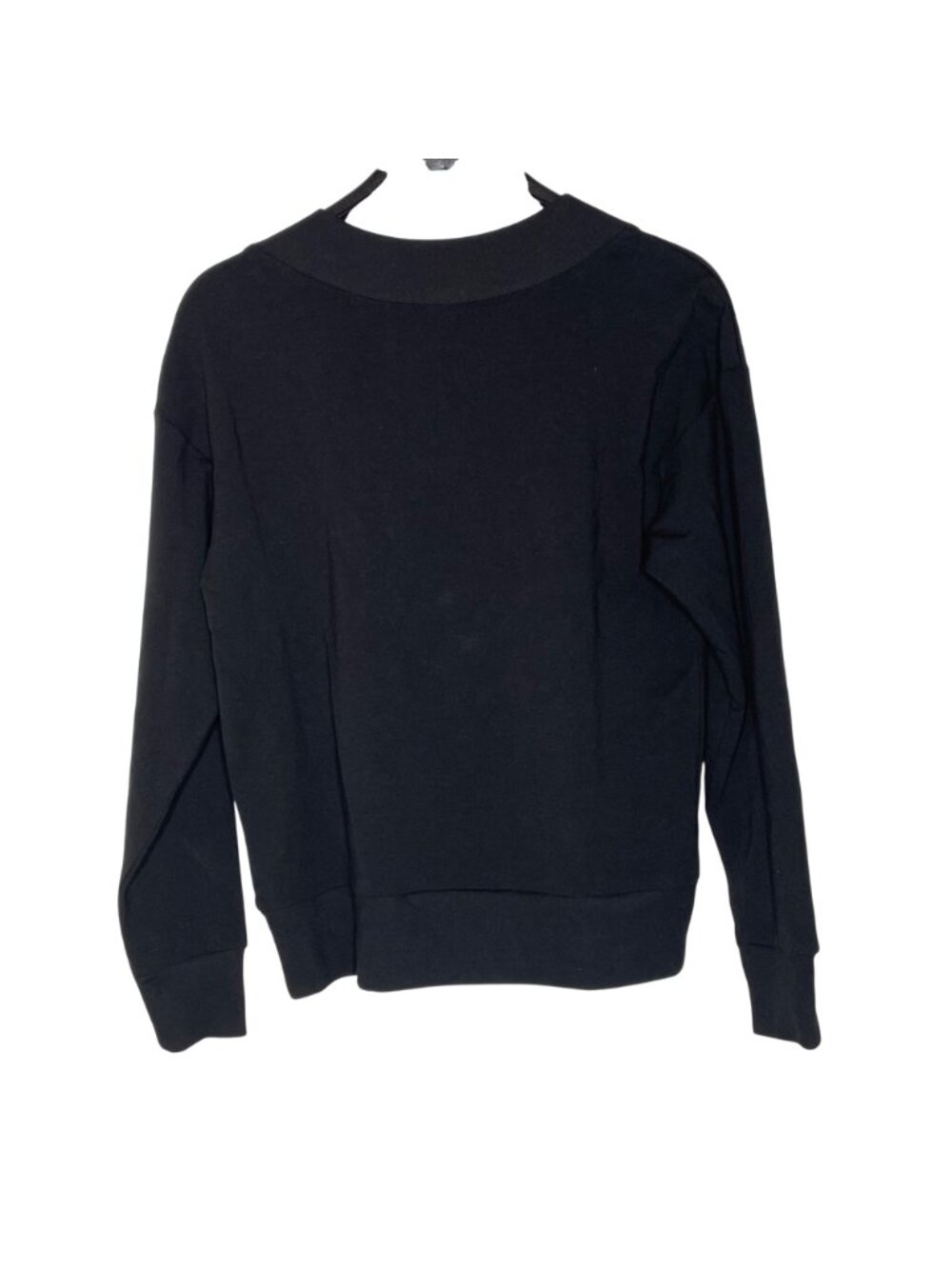 Felina Kimora V-Neck Sweatshirt Pajama Top Sz SM Lounge Comfort Relax Black - Picture 2 of 5